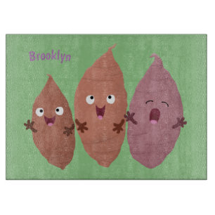 Cute singing sweet potatoes cartoon vegetables  cutting board