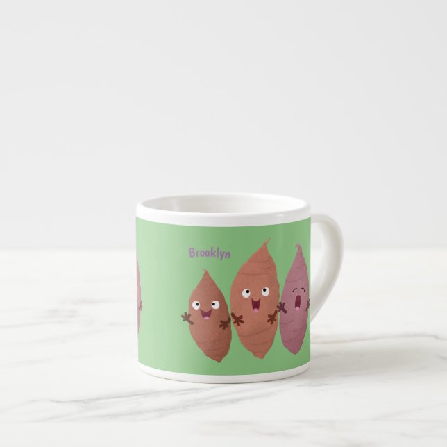Cute singing sweet potatoes cartoon vegetables  espresso cup (Front Right)