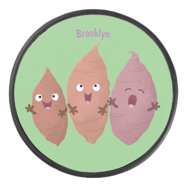 Cute singing sweet potatoes cartoon vegetables hockey puck (Front)