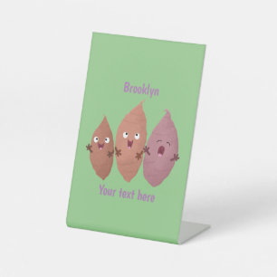 Cute singing sweet potatoes cartoon vegetables  pedestal sign