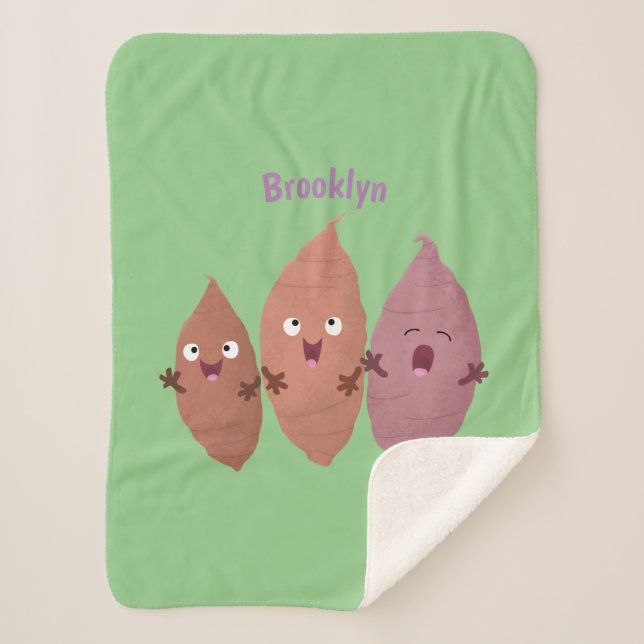Cute singing sweet potatoes cartoon vegetables  sherpa blanket (Front)