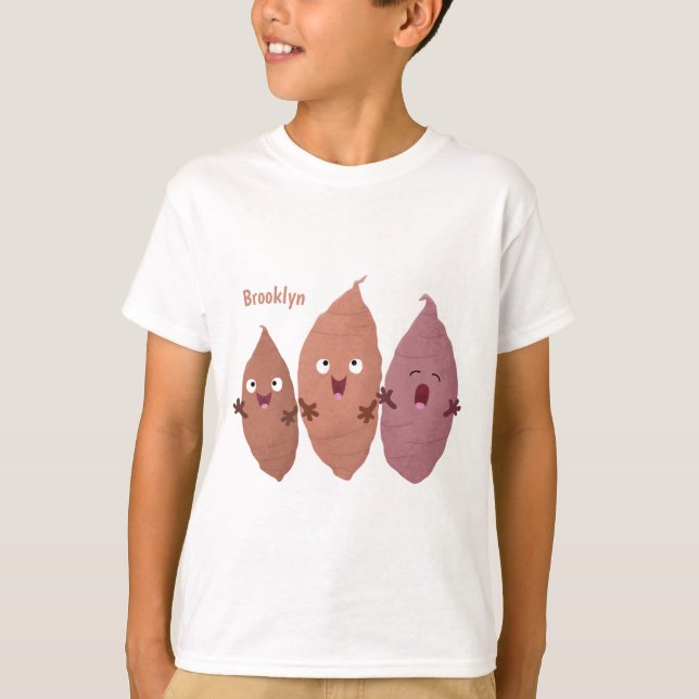 Cute singing sweet potatoes cartoon vegetables  T-Shirt (Front)