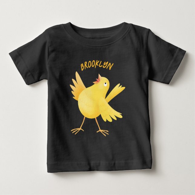 Cute singing yellow canary bird cartoon  baby T-Shirt (Front)