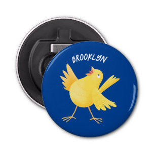 Cute singing yellow canary bird cartoon bottle opener
