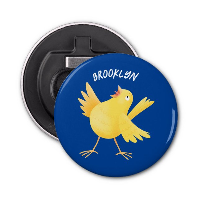 Cute singing yellow canary bird cartoon bottle opener (Front)