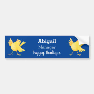 Cute singing yellow canary bird cartoon bumper sticker