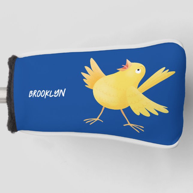 Cute singing yellow canary bird cartoon golf head cover (Front)
