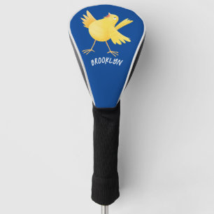 Cute singing yellow canary bird cartoon golf head cover