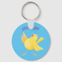 Cute singing yellow canary bird cartoon