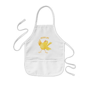 Cute singing yellow canary bird cartoon kids apron