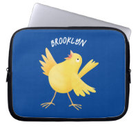 Cute singing yellow canary bird cartoon