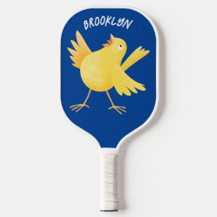 Cute singing yellow canary bird cartoon pickleball paddle