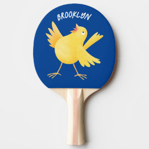 Cute singing yellow canary bird cartoon ping pong paddle