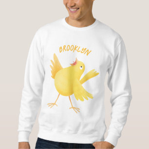 Cute singing yellow canary bird cartoon  sweatshirt
