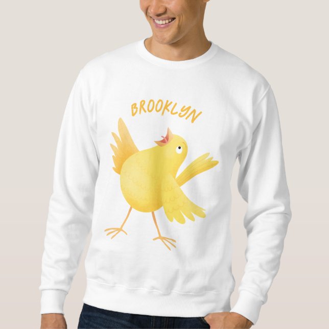 Cute singing yellow canary bird cartoon  sweatshirt (Front)