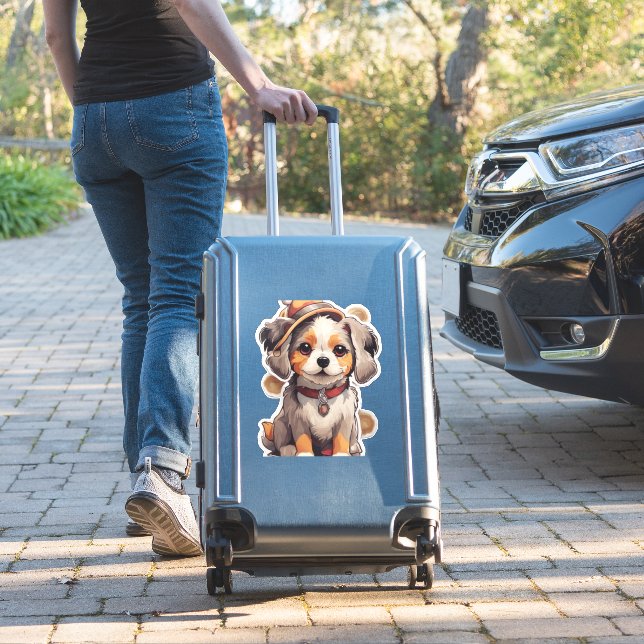 Cute single-dog Stickers   (Suitcase Insitu)