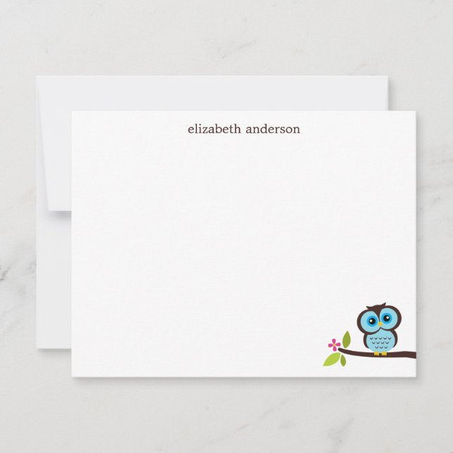 Cute Single Owl Custom Thank You Notes (Front)