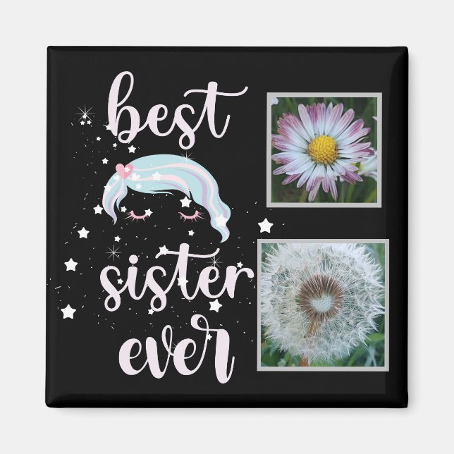 Cute Sister Photo Template Magnet (Front)
