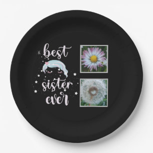 Cute Sister Photo Template Paper Plate