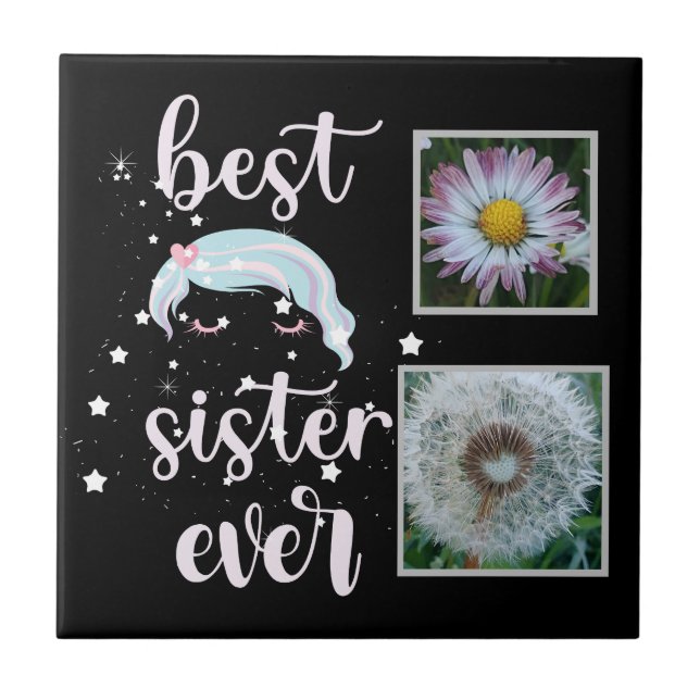 Cute Sister Photo Template Tile (Front)