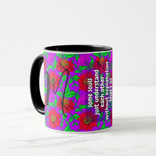 Cute Sister Quote & Floral Monogram | Special Gift Mug (Front Left)