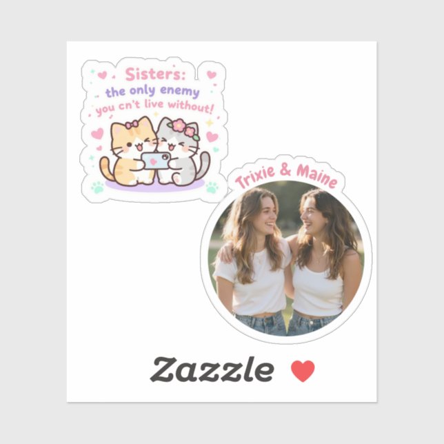 Cute Sisters Simple Modern Quotes Photo Name  (Sheet)