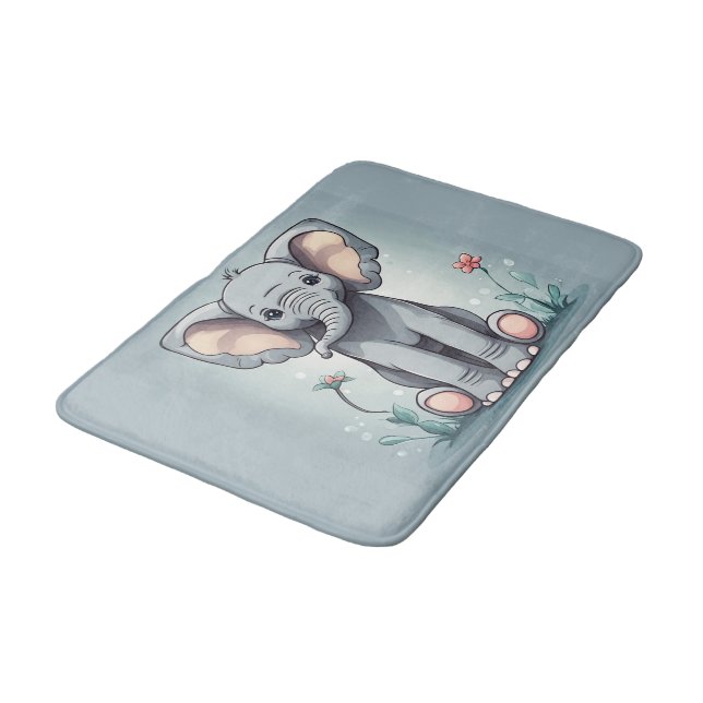 Cute sitting elephant bath mat (Angled)