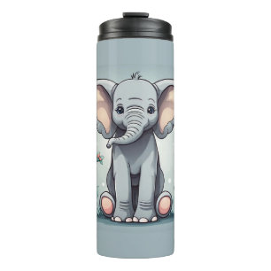 Cute sitting elephant thermal tumbler