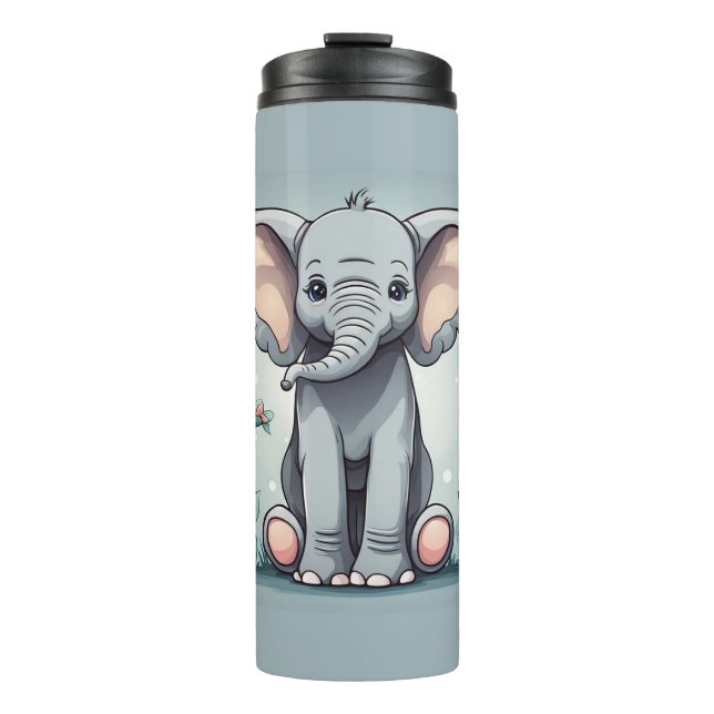 Cute sitting elephant thermal tumbler (Front)