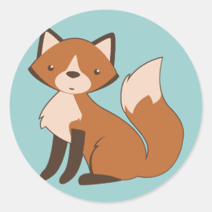 Cute Sitting Fox Classic Round Sticker