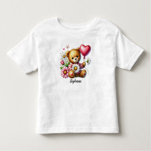 Cute Sitting Teddy Bear Valentines Day  Toddler T-Shirt