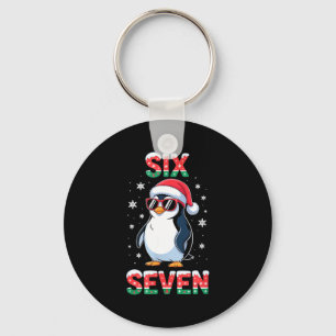 Cute Six Seven 67 Penguin Kids Christmas Holiday Key Ring