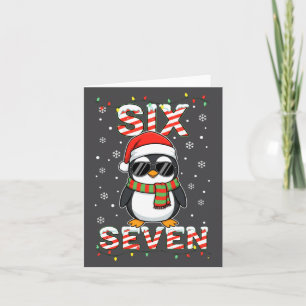 Cute Six Seven 67 Penguin Kids Christmas Holiday L Card