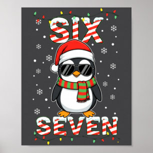 Cute Six Seven 67 Penguin Kids Christmas Holiday L Poster