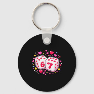 Cute Six Seven 6 7 Dice Valentines Day Shirt Funny Key Ring