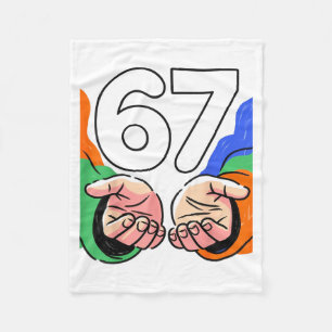 Cute Six Seven 6 7 Meme Gen Alpha Slang 6 7 Hands  Fleece Blanket