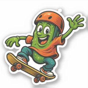 Cute Skateboard Pickle Custom-Cut Vinyl Stickers
