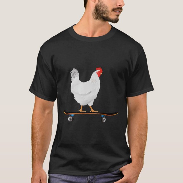 Cute Skateboarding Chicken Funny Skateboard Chicke T-Shirt (Front)