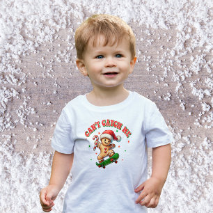 Cute Skateboarding Gingerbread Man Christmas Toddler T-Shirt