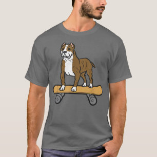 Cute Skateboarding Pit Bull Funny Skater Pit Bull  T-Shirt