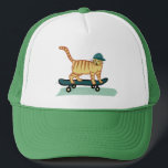 Cute Skateboarding Tabby Cat Trucker Hat<br><div class="desc">CHECK MEOWT! Have you ever seen a skateboarding cat?
 
 Check out this funny cat hat and check my shop for more matching items like mugs,  stickers and more. And of course more cat stuff too.
 
 Customise this with a name or other text.</div>