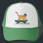 Cute Skateboarding Tabby Cat Trucker Hat<br><div class="desc">CHECK MEOWT! Have you ever seen a skateboarding cat?
 
 Check out this funny cat hat and check my shop for more matching items like mugs,  stickers and more. And of course more cat stuff too.
 
 Customise this with a name or other text.</div>
