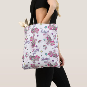 Cute Skater Girl Unicorn Roller Skate Pattern Tote Bag
