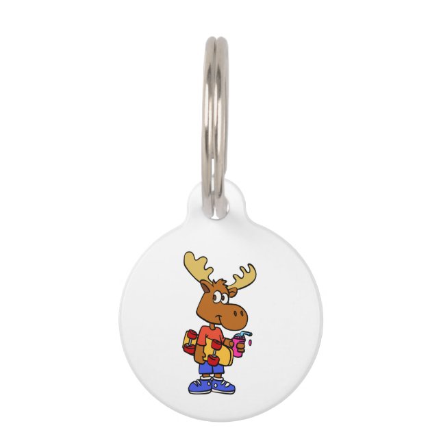 Cute Skater moose | choose background colour Pet Tag (Front)