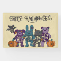 Cute Skeleton Animals and Pumpkins Halloween Party