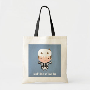 Cute Skeleton Boy Trick or Treat Halloween Tote Bag
