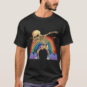 Cute Skeleton Dabbing Lazy Halloween Costume Skull T-Shirt