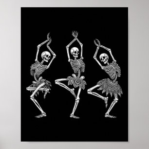 Cute Skeleton Dance Llet Flats Llet Halloween Cost Poster