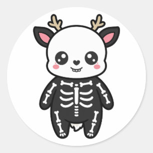 Cute Skeleton Deer Halloween Classic Round Sticker