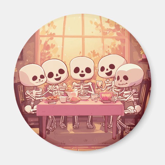 Cute Skeleton Dinner Party - Magnet (Front)